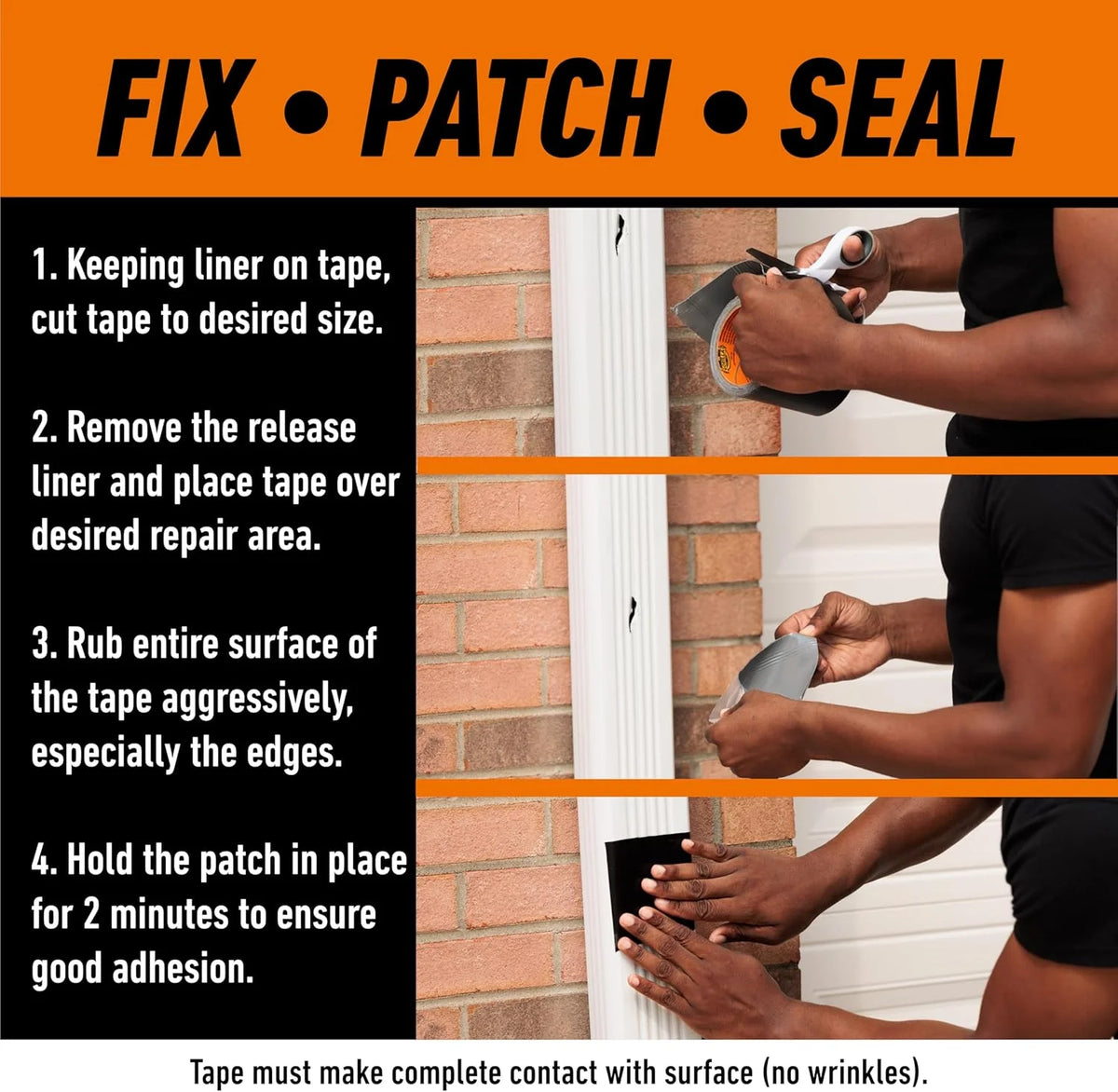 Gorilla Waterproof Patch & Seal Tape, Black Tape, 4" x 10' (Pack of 4) - Permanent Weather Resistant Seal for Leaks and Repairs
