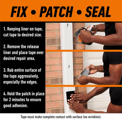 Gorilla Waterproof Patch & Seal Tape, Black Tape, 4" x 10' (Pack of 4) - Permanent Weather Resistant Seal for Leaks and Repairs