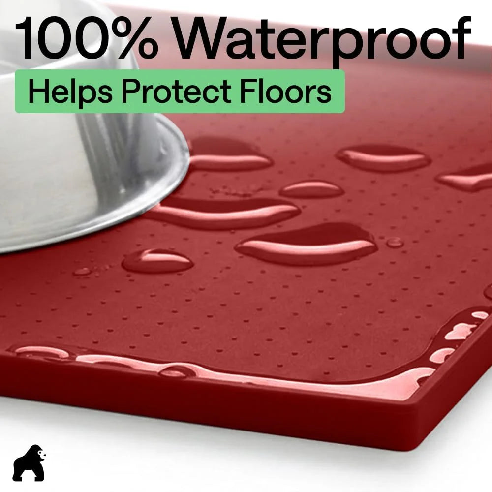 GORILLA GRIP Dog Food Mat, 100% Waterproof Silicone, 26x17 Navy