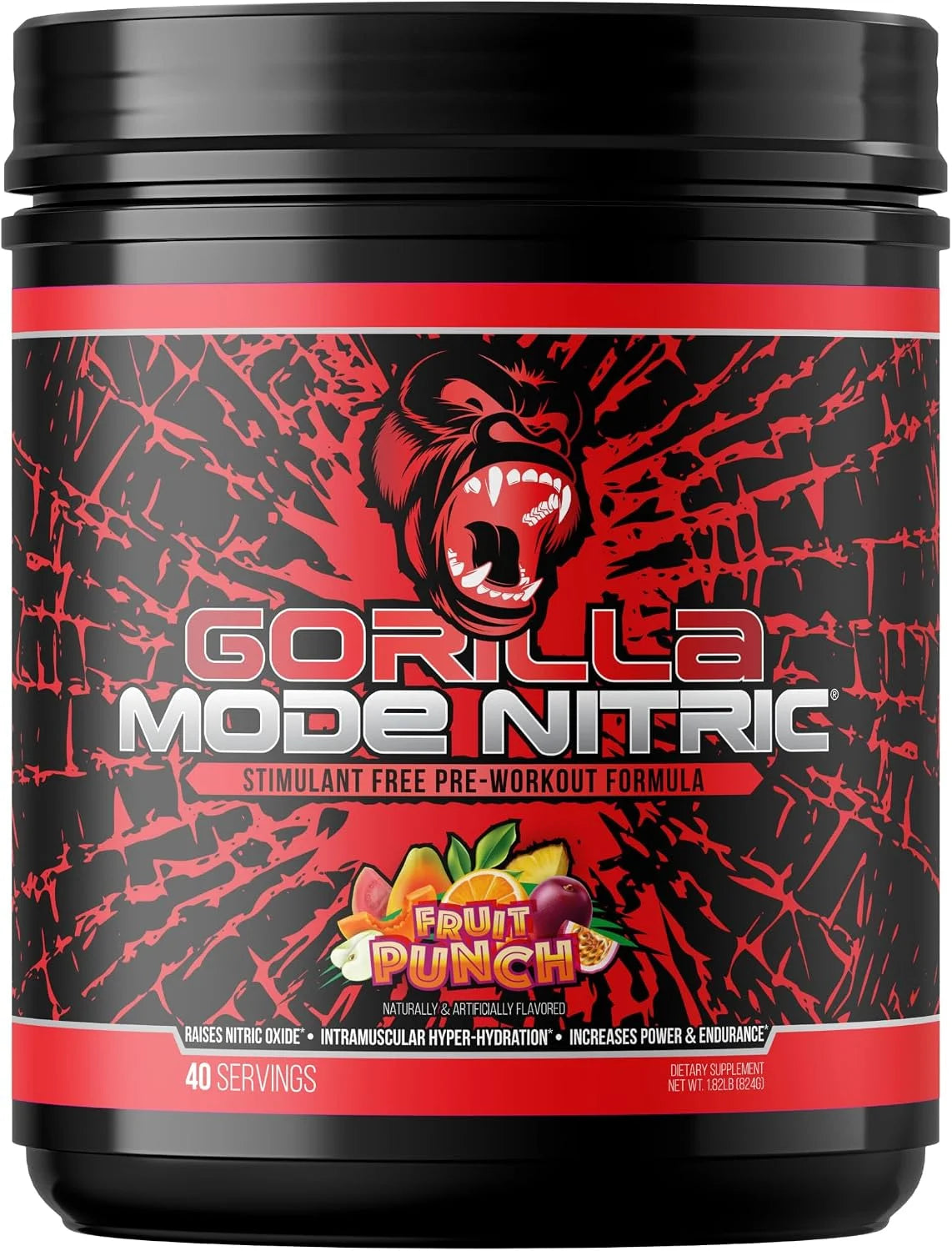 Gorilla Mode Nitric Stimulant Free Pre-Workout – Best Tasting and Most Effective Stimulant Free Pre-Workout/Massive Pumps · Vasodilation · Power / 688 Grams (Fruit Punch)