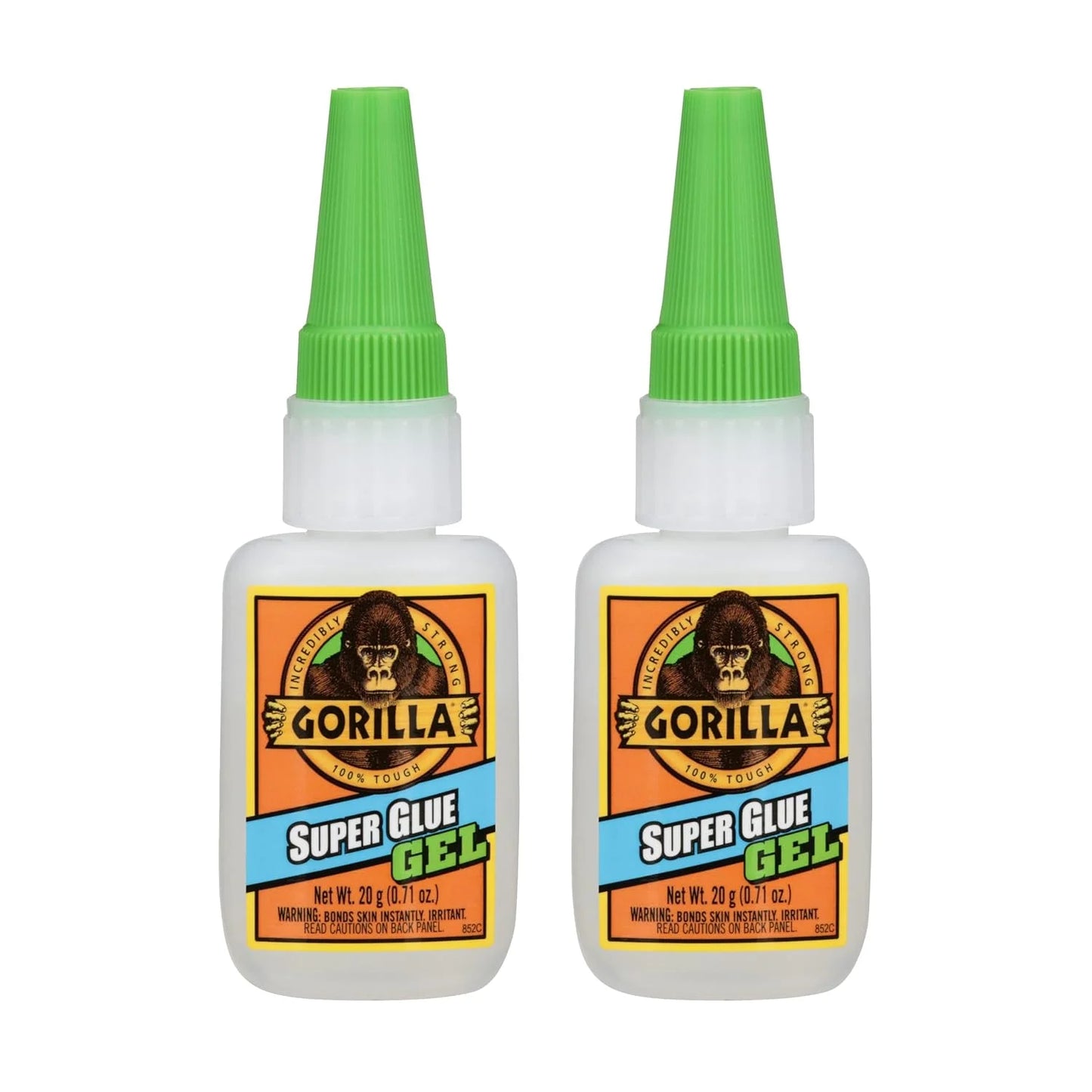 Gorilla Super Glue Gel, Clear, 20 g, 2-Pack, All Purpose, Fast Setting