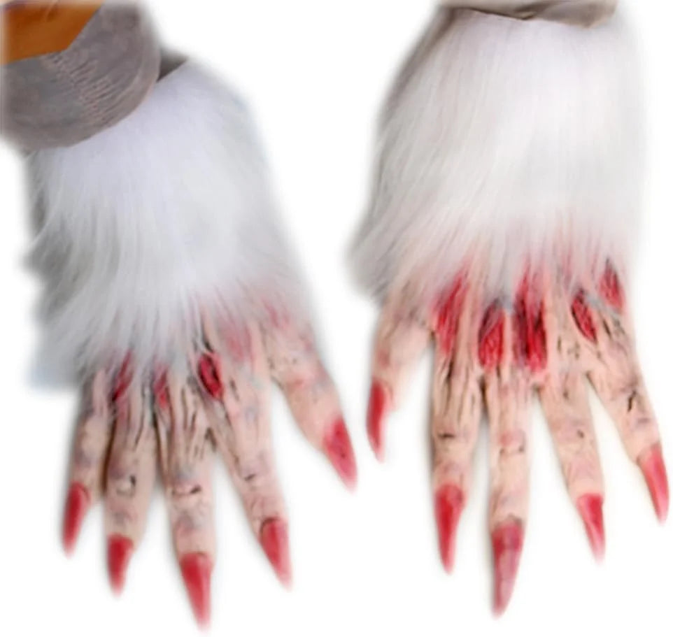 BXT Adults Lifelike Latex Halloween Ape Claws Animal Paws Gloves Mittens Cosplay Costume Props Furry Papion Gorilla Handwear