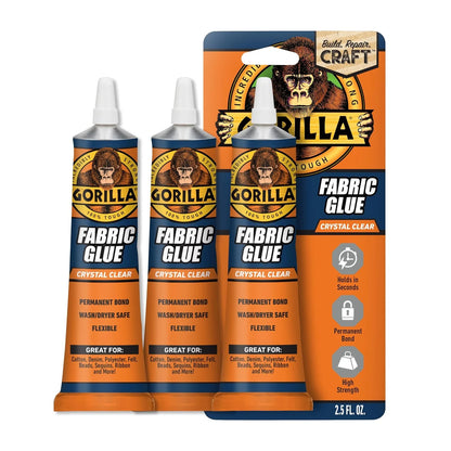 Gorilla Waterproof Fabric Glue, 2.5 oz Tube, Clear