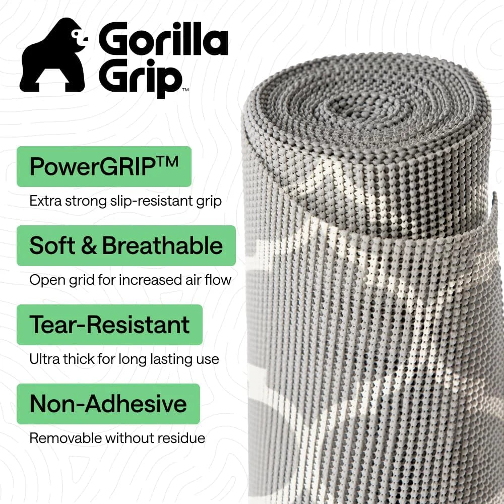 GORILLA GRIP powerGRIP Drawer Shelf and Cabinet Liner, 24"x30', Light Gray