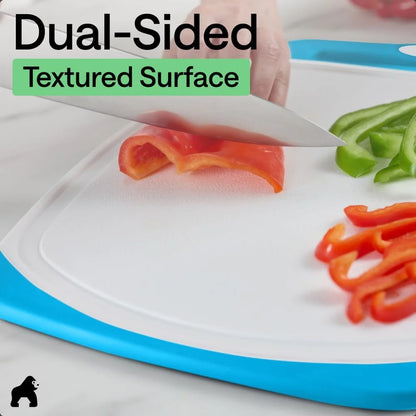 GORILLA GRIP BPA-Free Reversible Kitchen Cutting Board, Set of 3, Turquoise