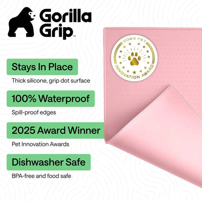 GORILLA GRIP Dog Food Mat, 100% Waterproof Silicone, 26x17 Navy
