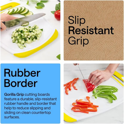 GORILLA GRIP BPA-Free Reversible Kitchen Cutting Board, Set of 3, Turquoise