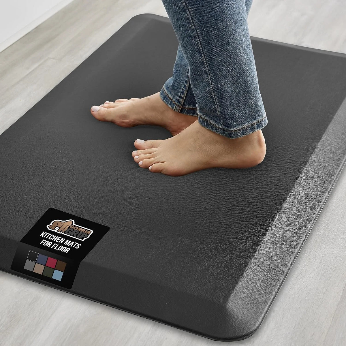 GORILLA GRIP Cushioned Antifatigue Kitchen Mat for Floor, 20x32, Charcoal