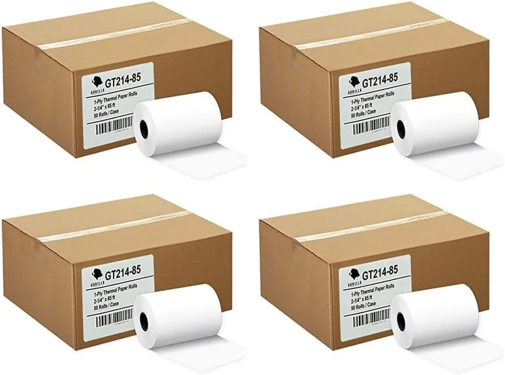 (50) Gorilla Supply 2 1/4 x 85 Thermal Paper Receipt Rolls Clover Mini Verifone VX510 VX570 FD50 T4220, 2.25 x 85 ft, POS/Cash Register Paper, BPA Free, 50 Rolls (Pack of 2)