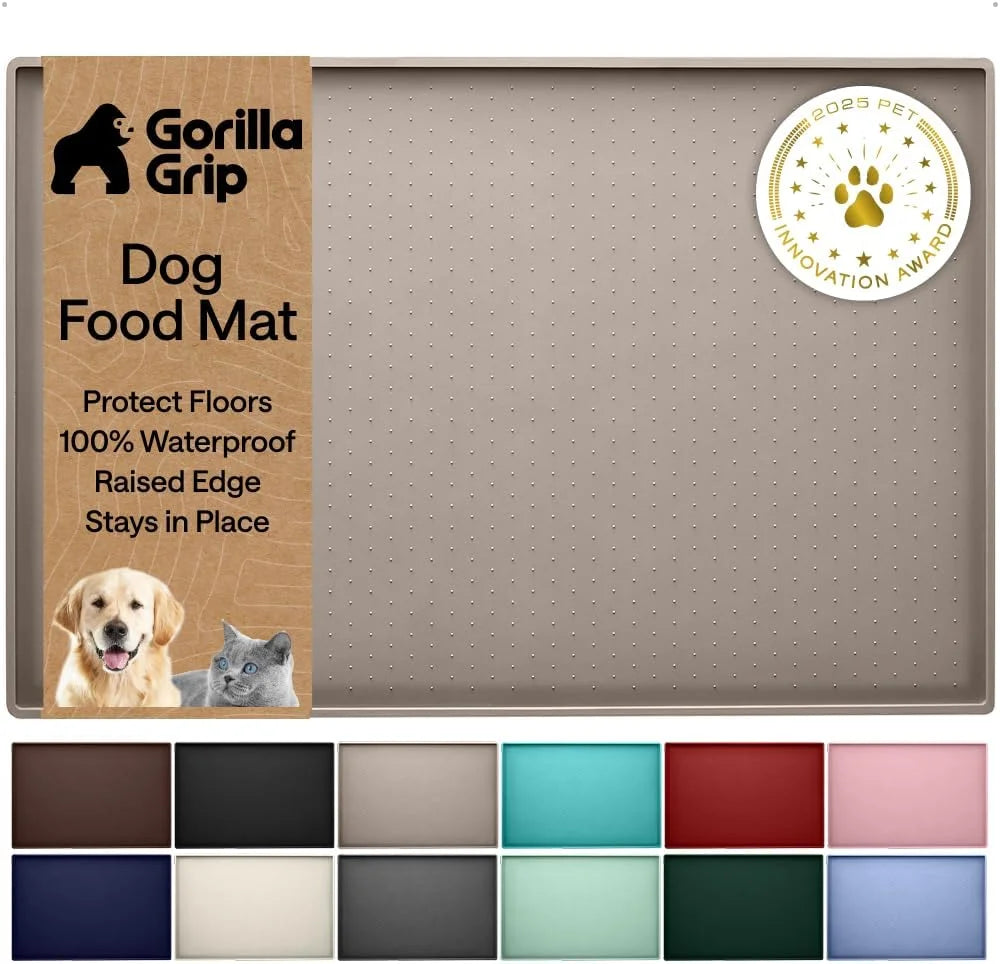 GORILLA GRIP Dog Food Mat, 100% Waterproof Silicone, 26x17 Navy