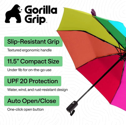 GORILLA GRIP Compact Travel Size Umbrella for Rain, Cats and Dogs