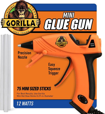 Gorilla Mini Hot Glue Gun Kit, Dual Temp, Includes 30 Sticks