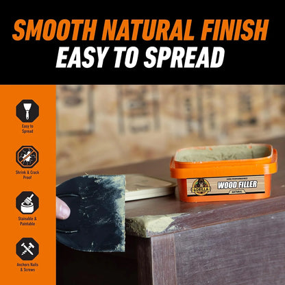 Gorilla All Purpose Wood Filler, Natural Finish, 16 Ounce Tub (Pack of 4) - Water Resistant for Indoor or Outdoor Projects and Repairs