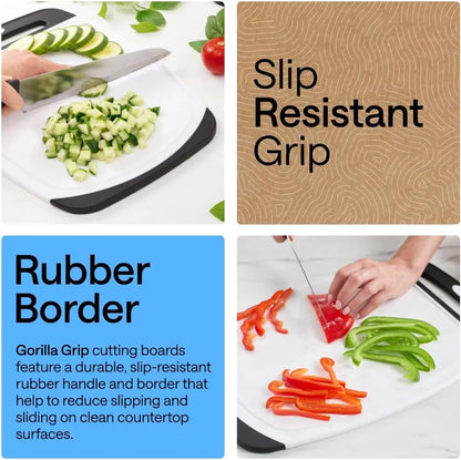 GORILLA GRIP BPA-Free Reversible Kitchen Cutting Board, Set of 3, Turquoise
