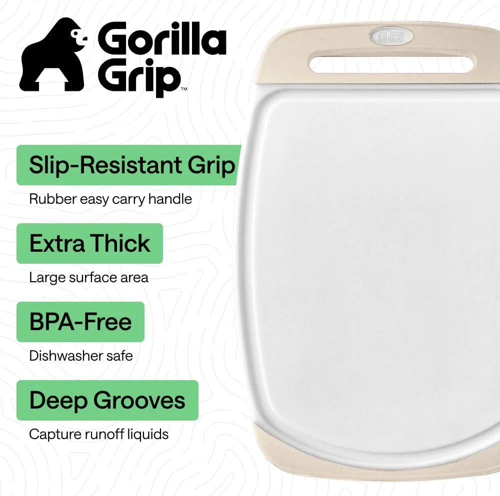 GORILLA GRIP BPA-Free Reversible Kitchen Cutting Board, Set of 3, Turquoise