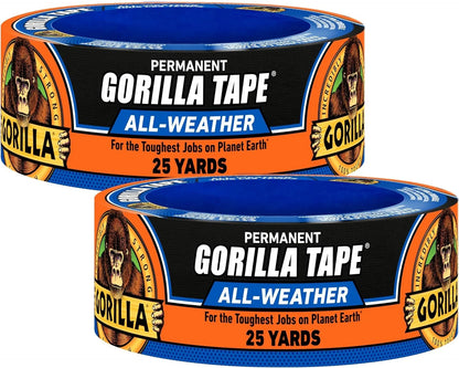 GORILLA All Weather Duct Tape, Black, 1.88" x 25 yd