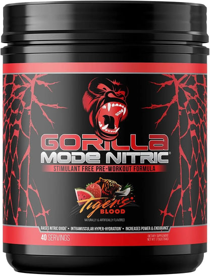 Gorilla Mode Nitric Stimulant Free Pre-Workout – Best Tasting and Most Effective Stimulant Free Pre-Workout/Massive Pumps · Vasodilation · Power / 688 Grams (Fruit Punch)