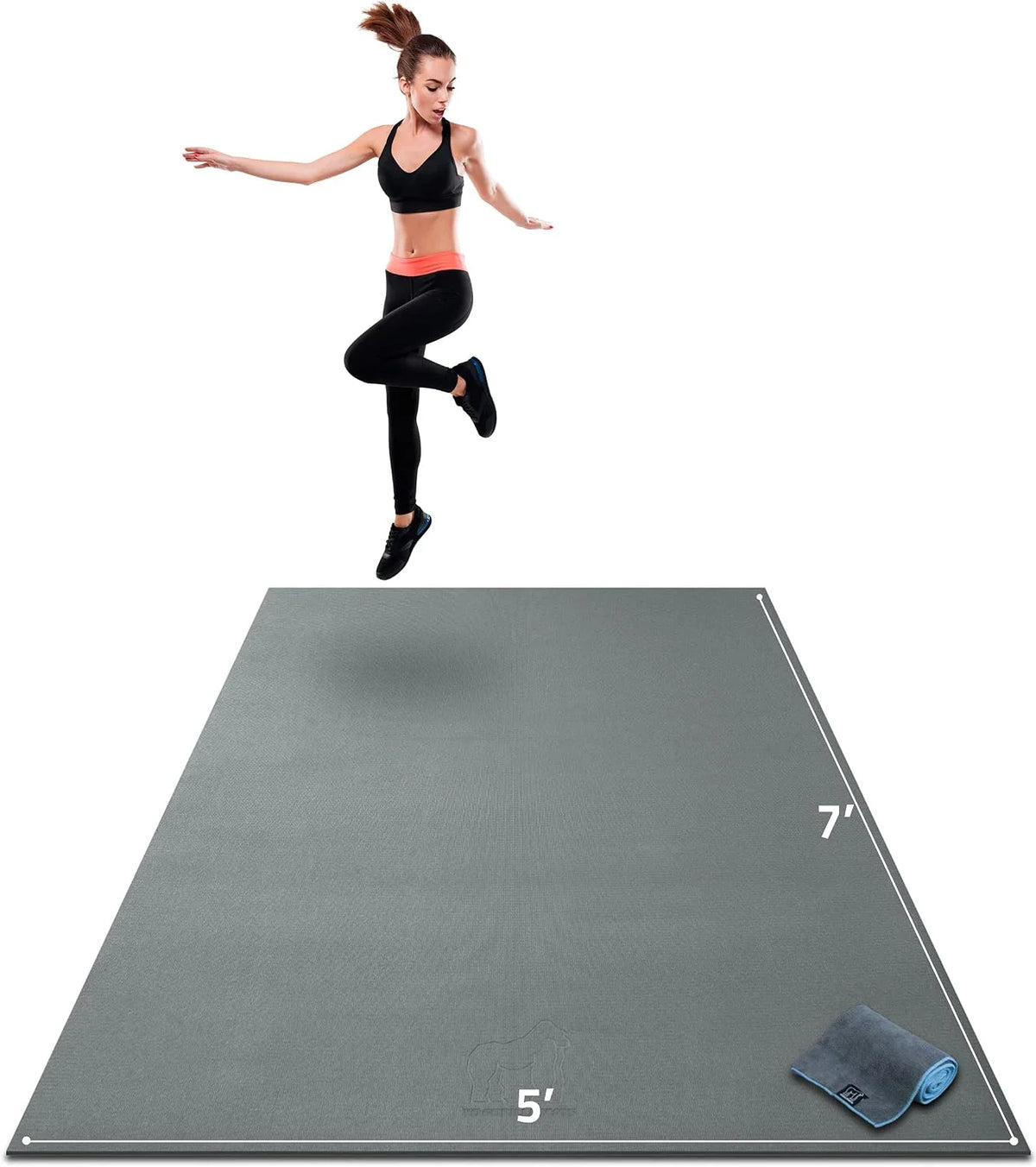 Gorilla Mats Large Exercise Mat – 6'x4', 7'x4', 7'x5', 8'x4', 10'x4' (1/4" Thick) – Ultra Durable Workout Mat for Home Gym Flooring – Non-Slip, Flat Fitness, Yoga & Weight Lifting Floor Mat