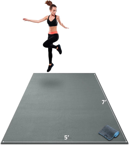 Gorilla Mats Large Exercise Mat – 6'x4', 7'x4', 7'x5', 8'x4', 10'x4' (1/4" Thick) – Ultra Durable Workout Mat for Home Gym Flooring – Non-Slip, Flat Fitness, Yoga & Weight Lifting Floor Mat