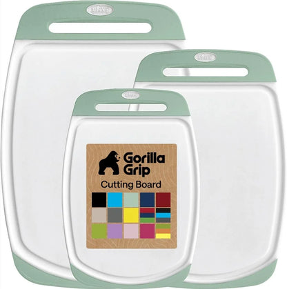 GORILLA GRIP BPA-Free Reversible Kitchen Cutting Board, Set of 3, Turquoise