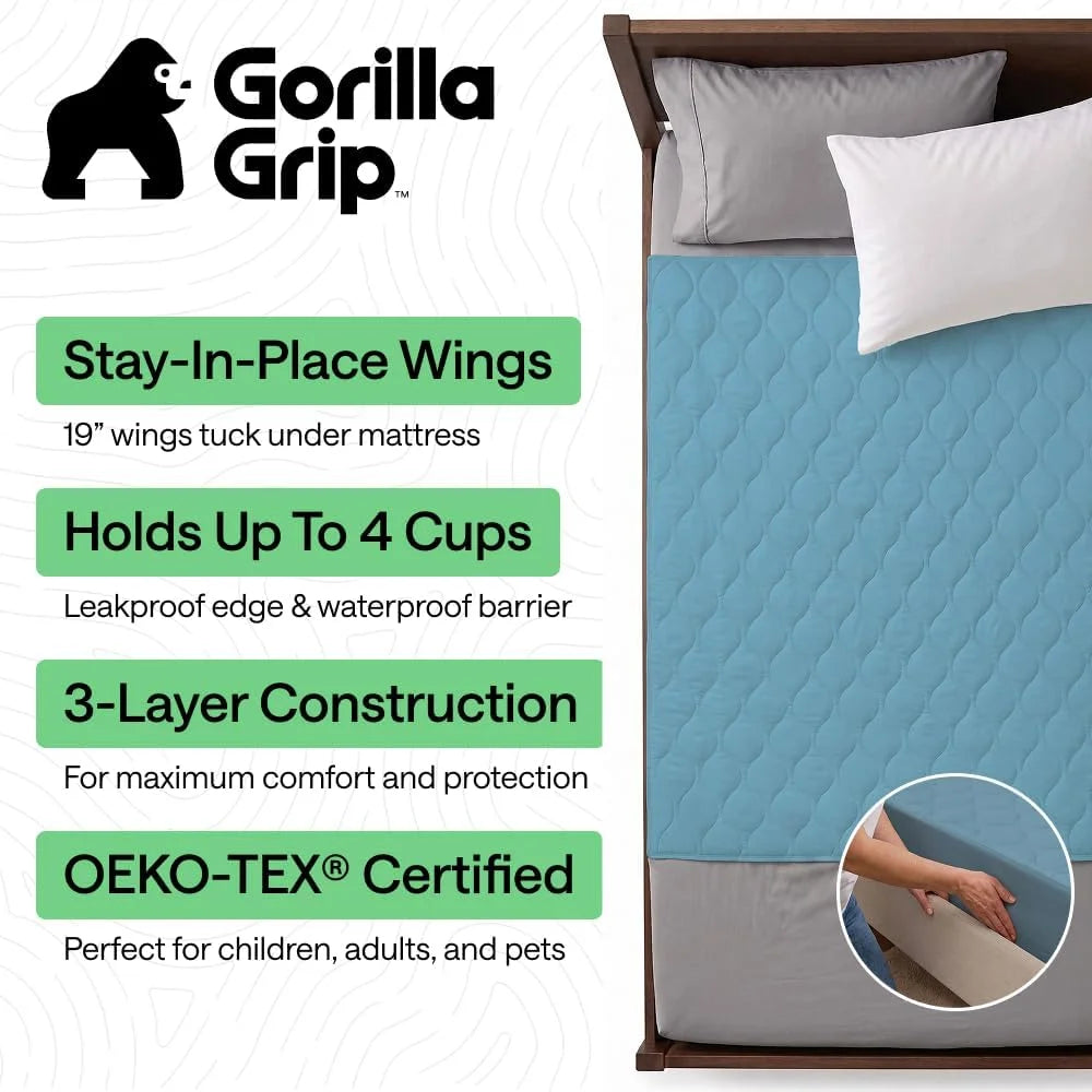 GORILLA GRIP Washable Reusable Underpads, 52x34 White