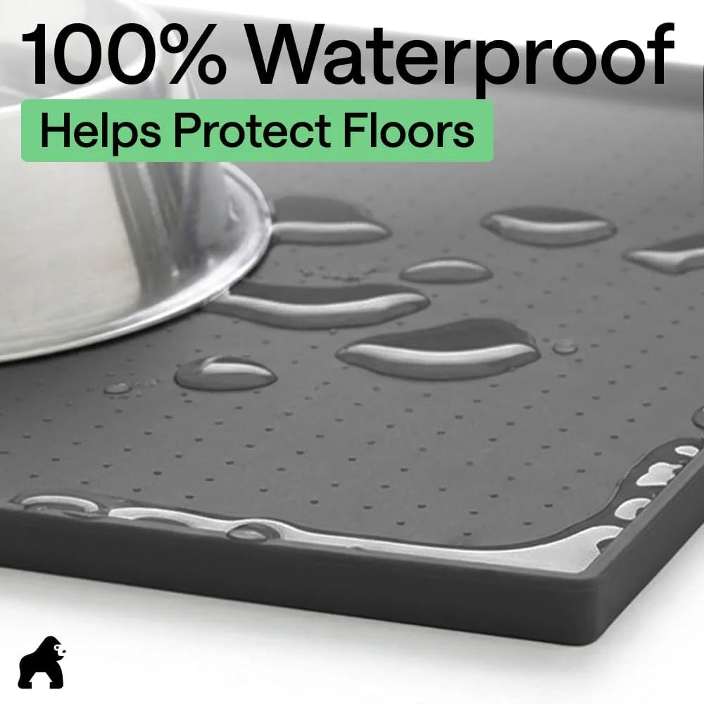 GORILLA GRIP Dog Food Mat, 100% Waterproof Silicone, 26x17 Navy