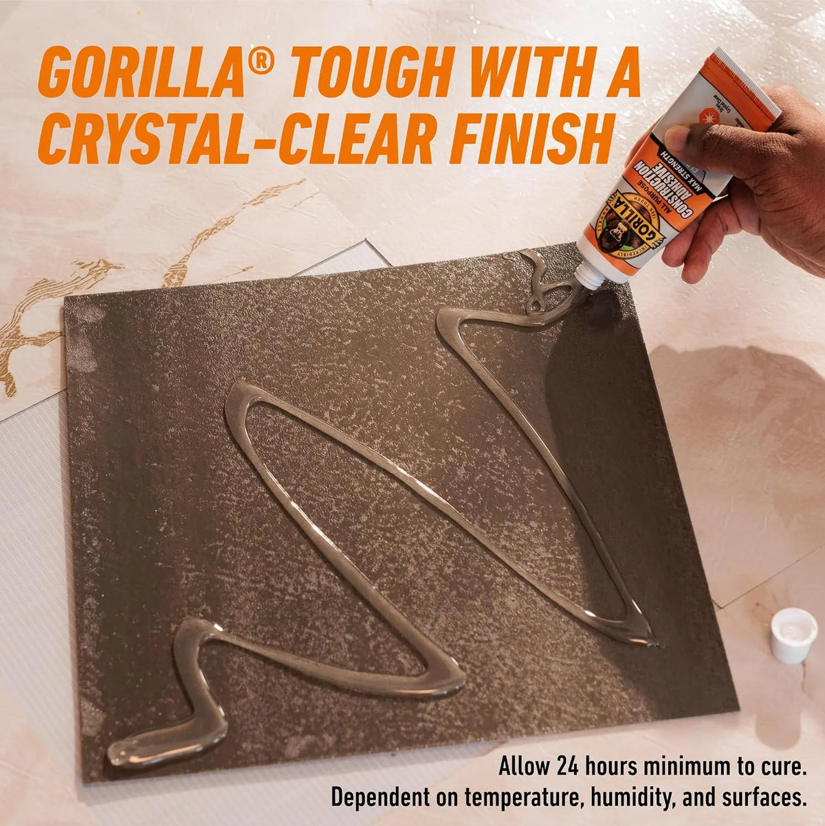Gorilla Max Strength Construction Adhesive, Clear, 7 oz Tube, 1-Pack