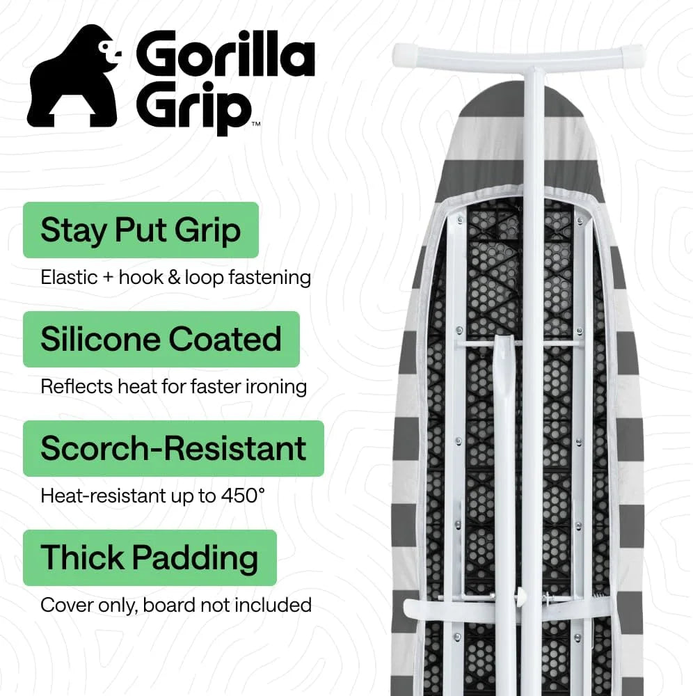 GORILLA GRIP Padded Ironing Board Cover, 15x54 Silver
