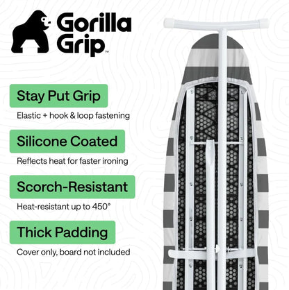 GORILLA GRIP Padded Ironing Board Cover, 15x54 Silver