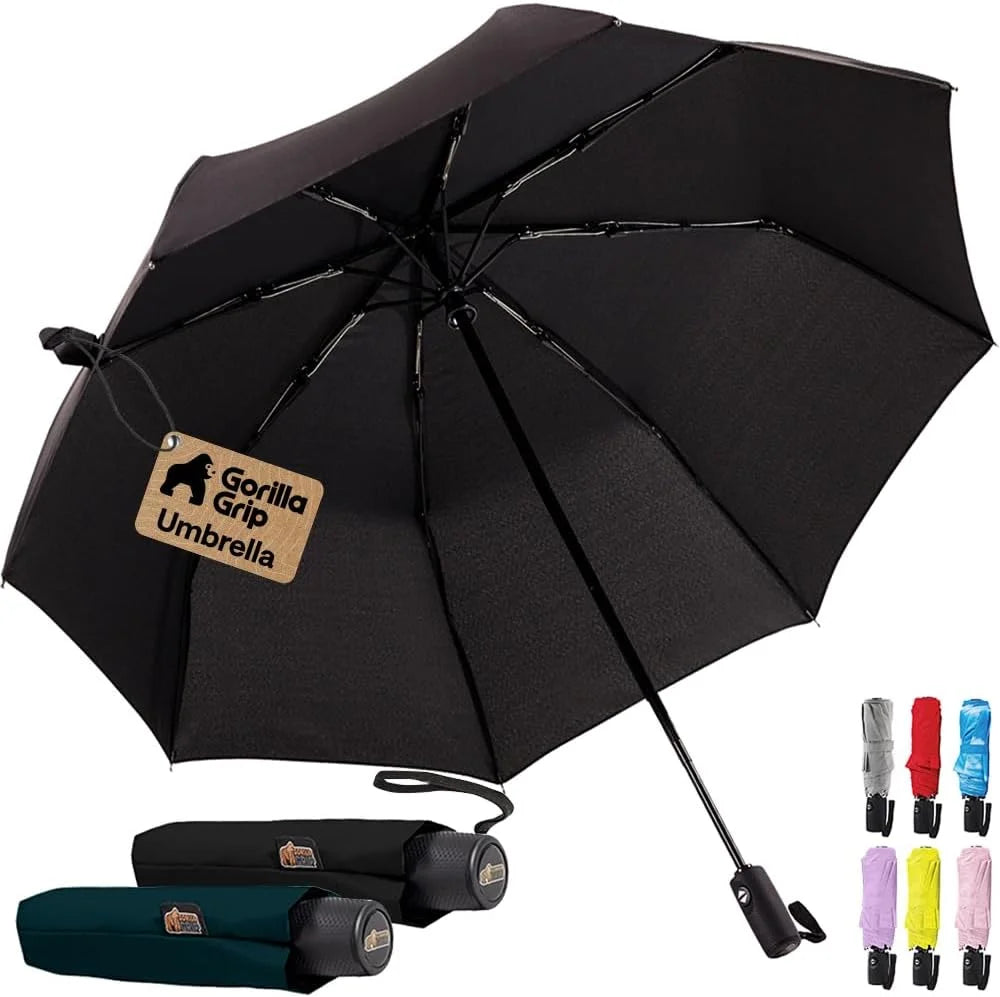 GORILLA GRIP Compact Travel Size Umbrella for Rain, Cats and Dogs