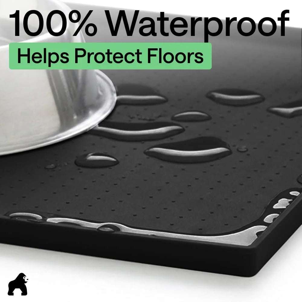 GORILLA GRIP Dog Food Mat, 100% Waterproof Silicone, 26x17 Navy