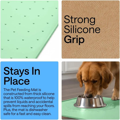 GORILLA GRIP Dog Food Mat, 100% Waterproof Silicone, 26x17 Navy