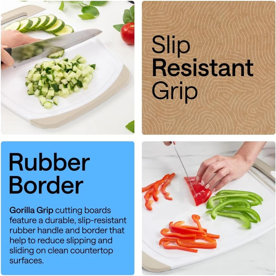GORILLA GRIP BPA-Free Reversible Kitchen Cutting Board, Set of 3, Turquoise