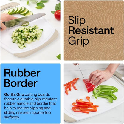 GORILLA GRIP BPA-Free Reversible Kitchen Cutting Board, Set of 3, Turquoise