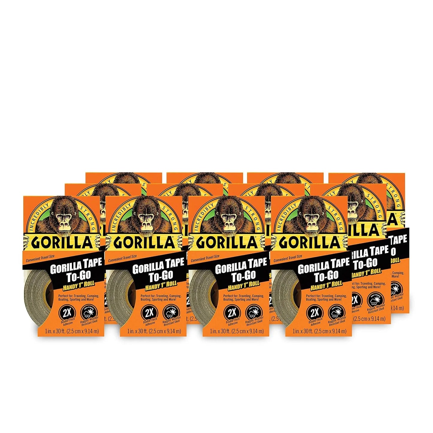 Gorilla 6100101-5 Duct Tape to-Go, 1" x 10 yd, Black, (Pack of 5), 5-Pack, 5 Piece