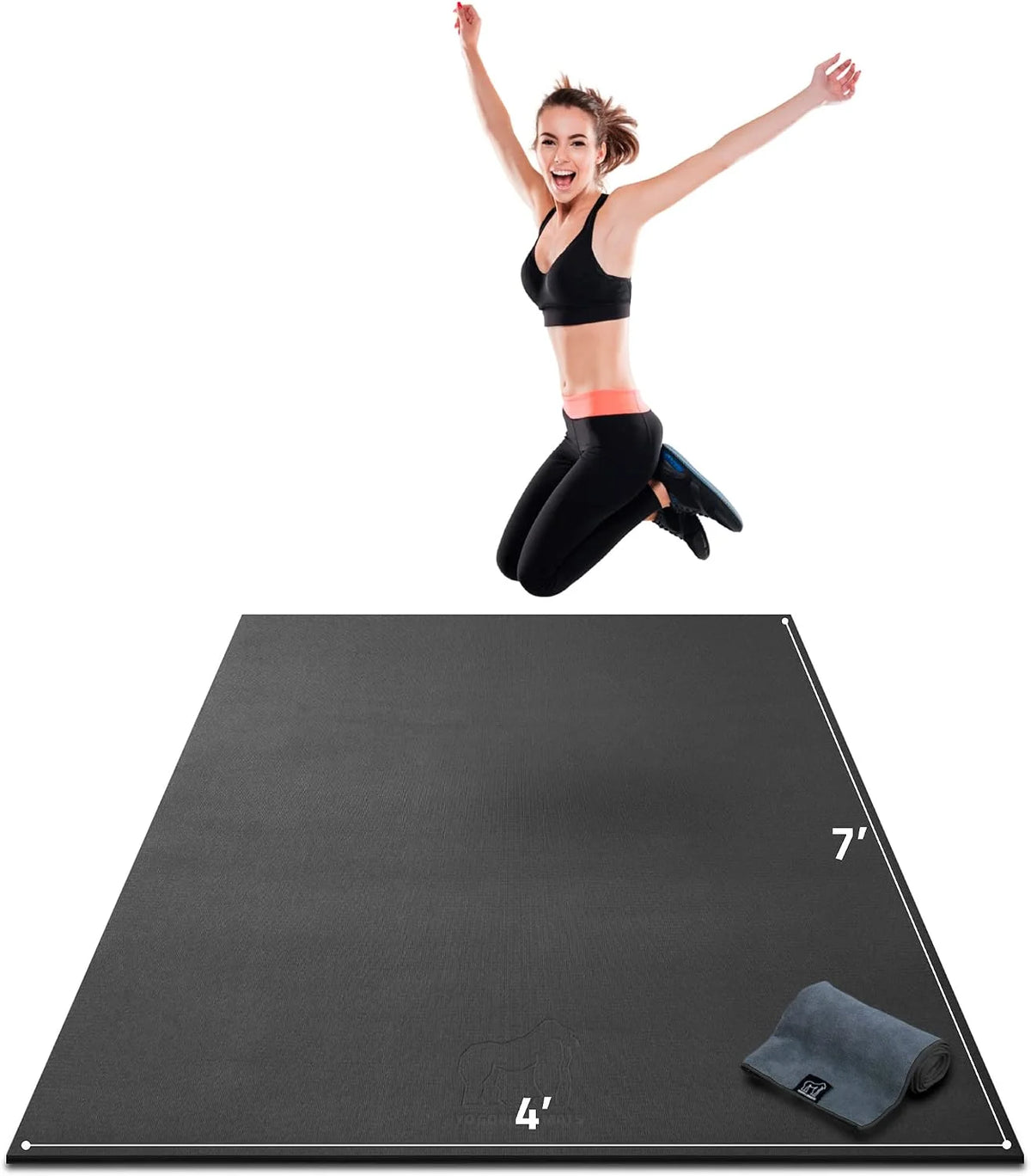 Gorilla Mats Large Exercise Mat – 6'x4', 7'x4', 7'x5', 8'x4', 10'x4' (1/4" Thick) – Ultra Durable Workout Mat for Home Gym Flooring – Non-Slip, Flat Fitness, Yoga & Weight Lifting Floor Mat