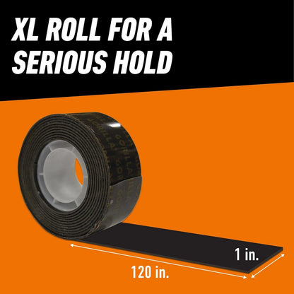 GORILLA Heavy Duty Double Sided Mounting Tape, Black Tape, 1" x 120" (Pack of 6) - Weatherproof for Indoor or Outdoor