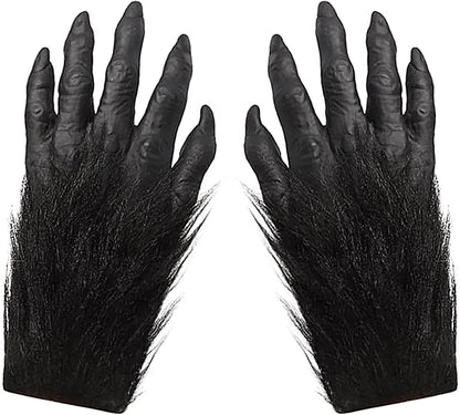 BXT Adults Lifelike Latex Halloween Ape Claws Animal Paws Gloves Mittens Cosplay Costume Props Furry Papion Gorilla Handwear