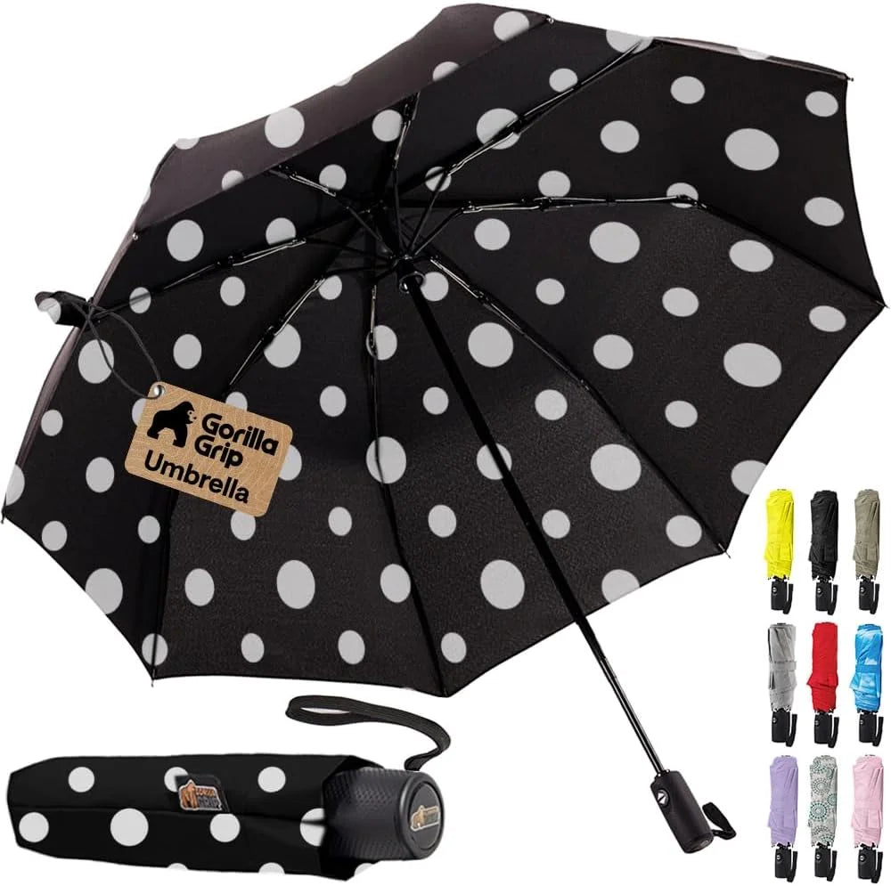 GORILLA GRIP Compact Travel Size Umbrella for Rain, Cats and Dogs