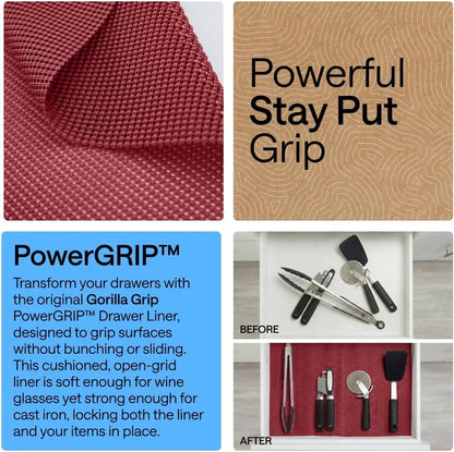 GORILLA GRIP powerGRIP Drawer Shelf and Cabinet Liner, 24"x30', Light Gray