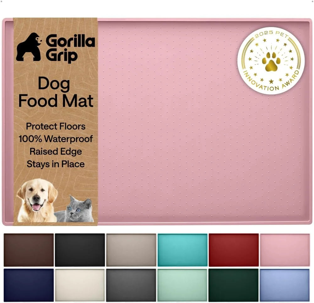 GORILLA GRIP Dog Food Mat, 100% Waterproof Silicone, 26x17 Navy