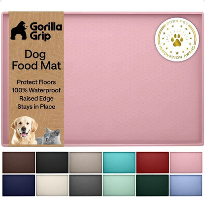 GORILLA GRIP Dog Food Mat, 100% Waterproof Silicone, 26x17 Navy