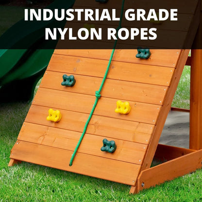 Gorilla Playsets 01-1075-Y Outing Wood Swing Set with Wood Roof and Twister Tube Slide - Yellow Slides, Amber