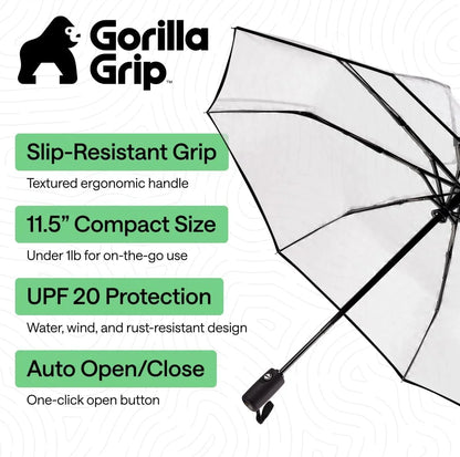 GORILLA GRIP Compact Travel Size Umbrella for Rain, Cats and Dogs
