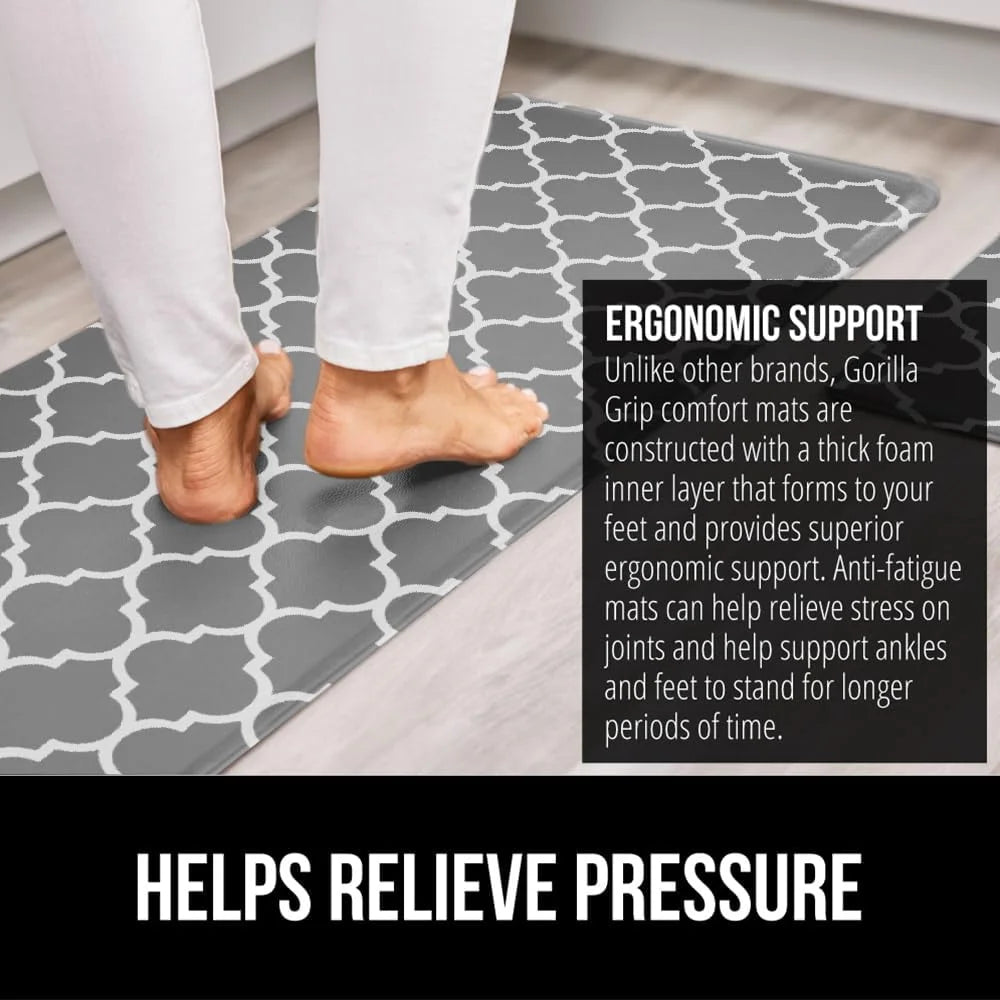 GORILLA GRIP Cushioned Antifatigue Kitchen Mat for Floor, 20x32, Charcoal