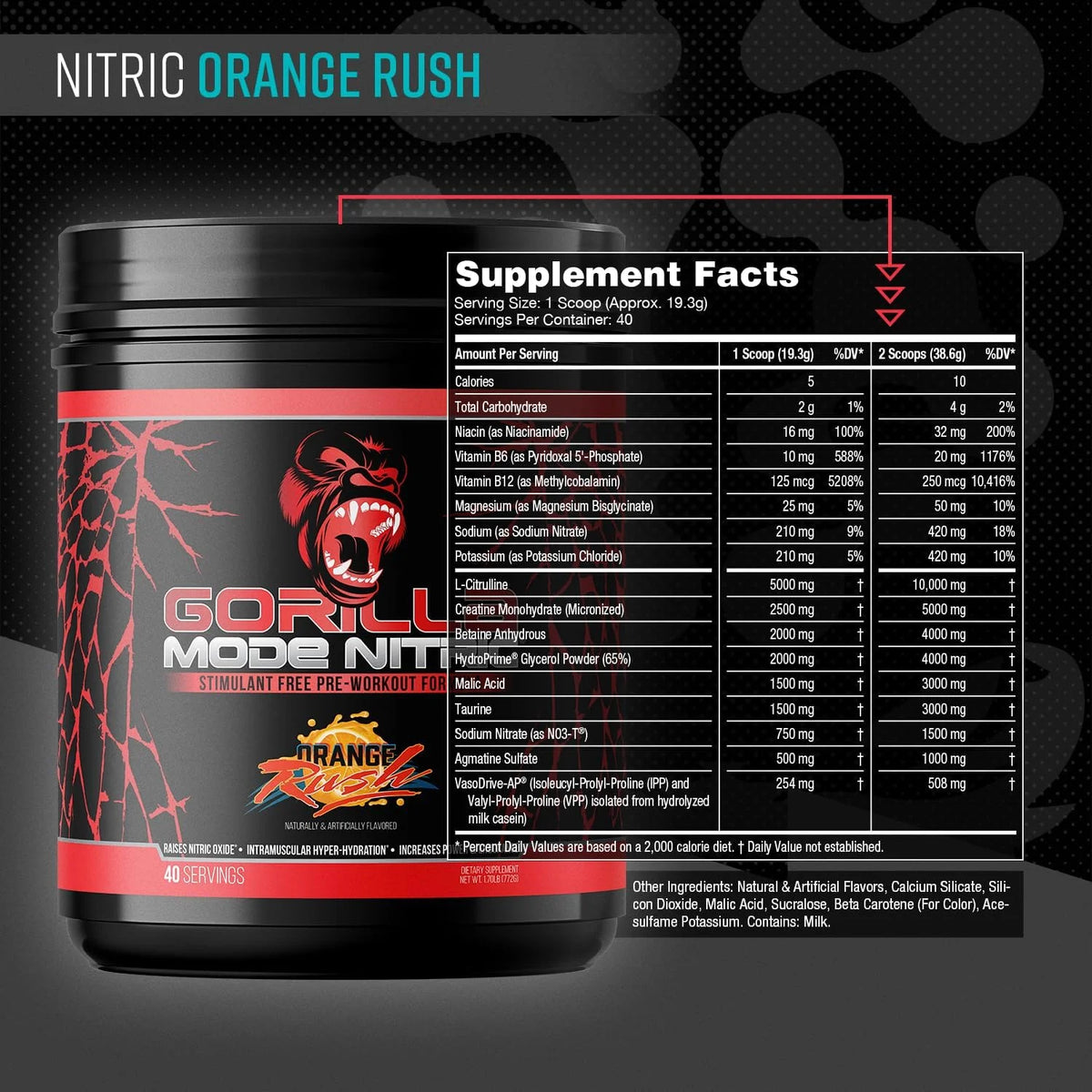 Gorilla Mode Nitric Stimulant Free Pre-Workout – Best Tasting and Most Effective Stimulant Free Pre-Workout/Massive Pumps · Vasodilation · Power / 688 Grams (Fruit Punch)