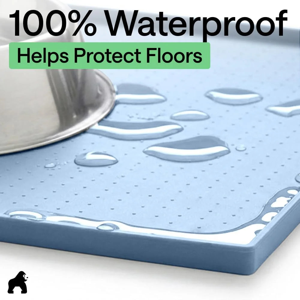 GORILLA GRIP Dog Food Mat, 100% Waterproof Silicone, 26x17 Navy