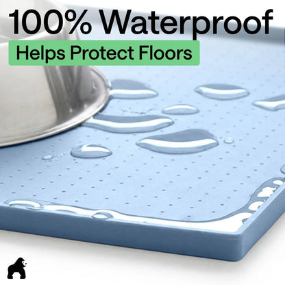 GORILLA GRIP Dog Food Mat, 100% Waterproof Silicone, 26x17 Navy