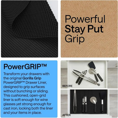 GORILLA GRIP powerGRIP Drawer Shelf and Cabinet Liner, 24"x30', Light Gray