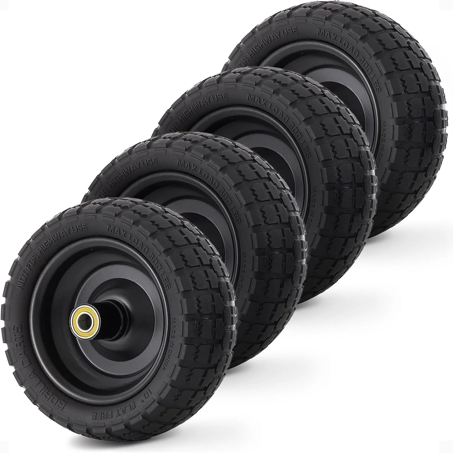 Gorilla Carts 10-Inch No-Flat Replacement Wheels, 4-Pack